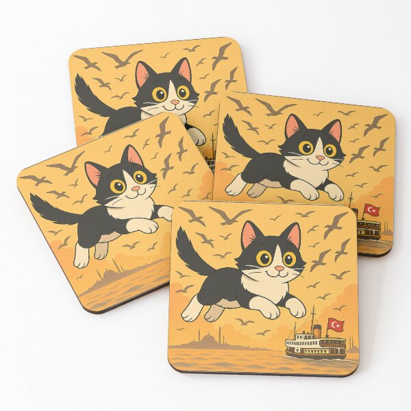 Item preview, Flying Cat over Istanbul Ferry, Sunset, İstanbul's cat designed and sold by Pacika.