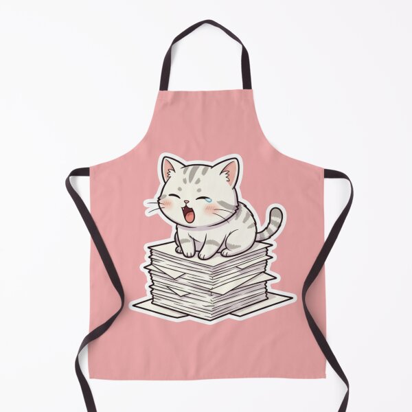 Item preview, Crying Adorable Chibi Cat Sticker Sitting on a Big Stack of Paper Procrastination Fun Sticker for Stress Relief and Relax designed and sold by bvdesignart.