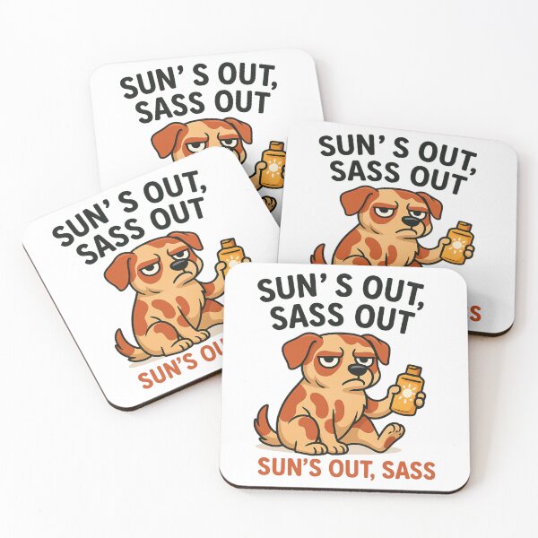 Item preview, Grumpy Dog Holding Sunscreen with Sass and Sun Quote. designed and sold by The-T-In-Retro.