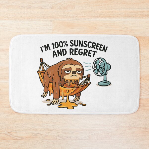 Item preview, Melted Sloth in Hammock with Fan and Sunscreen Regret Quote. designed and sold by The-T-In-Retro.