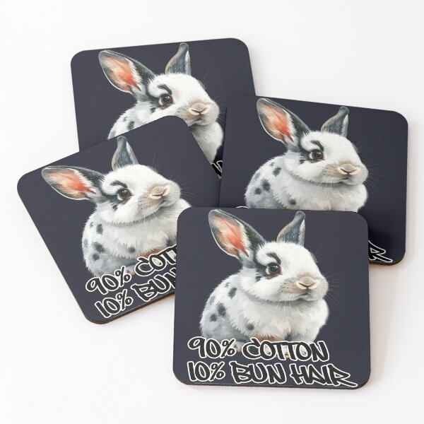 Item preview, White dwarf rabbit with dark spots, 90% cotton, 10% bun hair designed and sold by LiskoDesign.