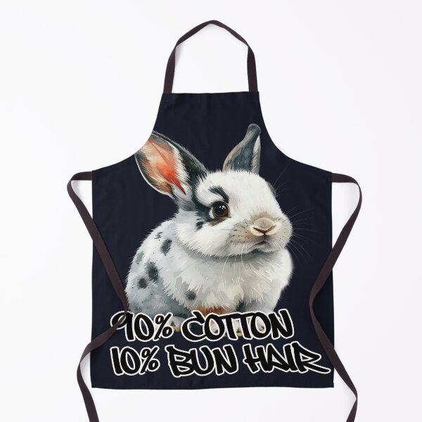 Item preview, White dwarf rabbit with dark spots, 90% cotton, 10% bun hair designed and sold by LiskoDesign.