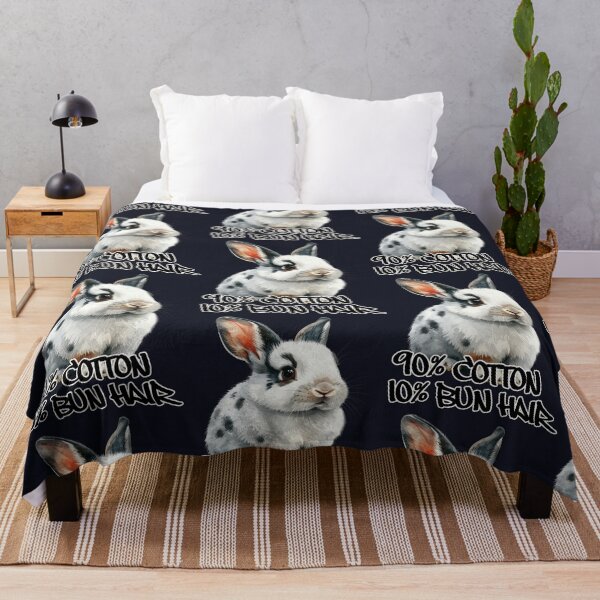 Item preview, White dwarf rabbit with dark spots, 90% cotton, 10% bun hair designed and sold by LiskoDesign.