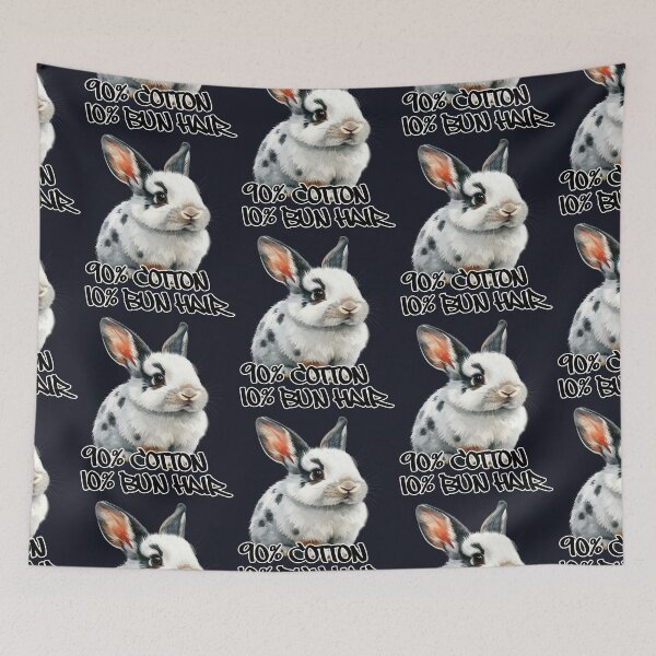 Item preview, White dwarf rabbit with dark spots, 90% cotton, 10% bun hair designed and sold by LiskoDesign.