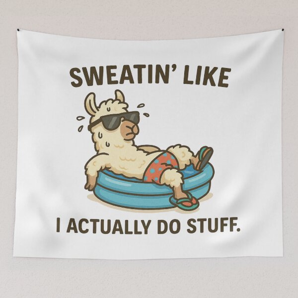 Item preview, Funny Lazy Llama in Pool Saying Sweatin' Like I Do Stuff. designed and sold by The-T-In-Retro.