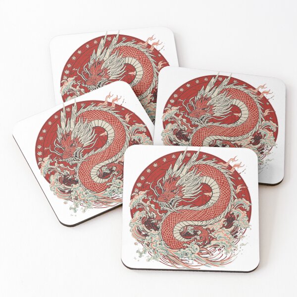 Item preview, Ukiyo-e Ryu Dragon — Red Crest & Waves Traditional Japanese Tattoo Art designed and sold by Rosemoonjapan.