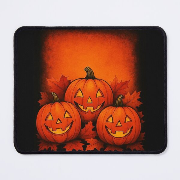 Item preview, Three cheerful, carved jack-o’-lantern pumpkins designed and sold by GraphicoGear.