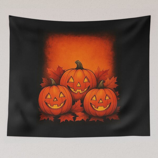 Item preview,  Three cheerful, carved jack-o’-lantern pumpkins  designed and sold by GraphicoGear.