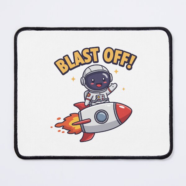 Item preview, Cute Cartoon Astronaut Blasting Off on a Rocket with "BLAST OFF!" Text designed and sold by Dofitopia.