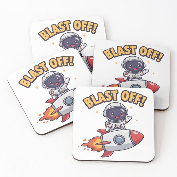 Item preview, Cute Cartoon Astronaut Blasting Off on a Rocket with "BLAST OFF!" Text designed and sold by Dofitopia.