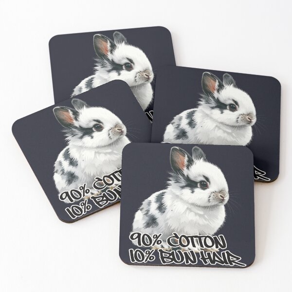 Item preview, White and black lionhead rabbit with spots, 90% cotton, 10% bun hair designed and sold by LiskoDesign.