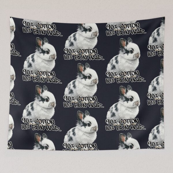 Item preview, White and black lionhead rabbit with spots, 90% cotton, 10% bun hair designed and sold by LiskoDesign.