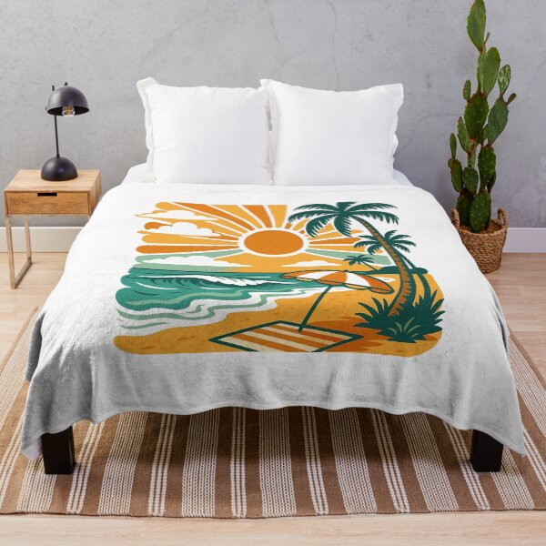 Item preview, Vintage Style Tropical Beach Scene with Radiant Sunset. designed and sold by The-T-In-Retro.