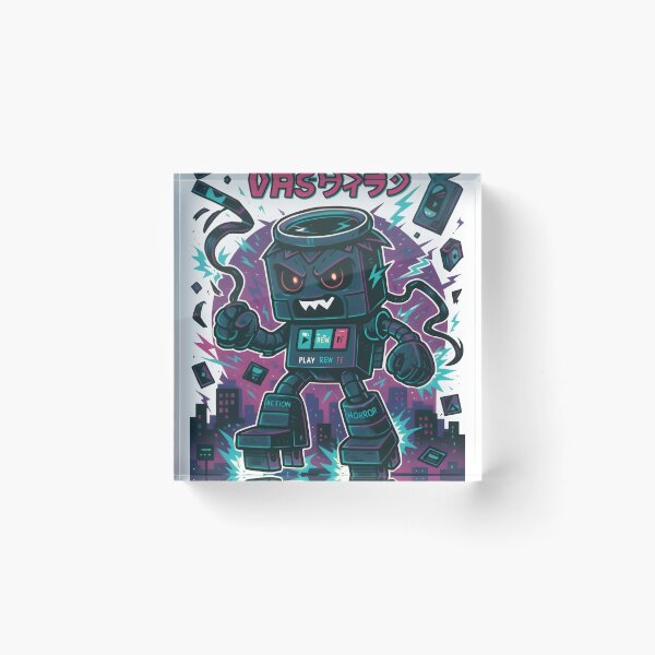 Item preview, VHS Villain – Retro Mecha Tape Monster | Vintage 80s Horror Tech Poster designed and sold by Snackwear Apparel.