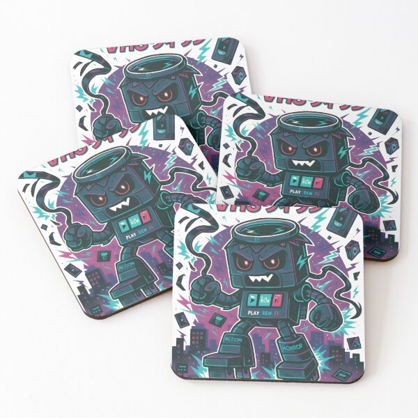 Item preview, VHS Villain – Retro Mecha Tape Monster | Vintage 80s Horror Tech Poster designed and sold by Snackwear Apparel.