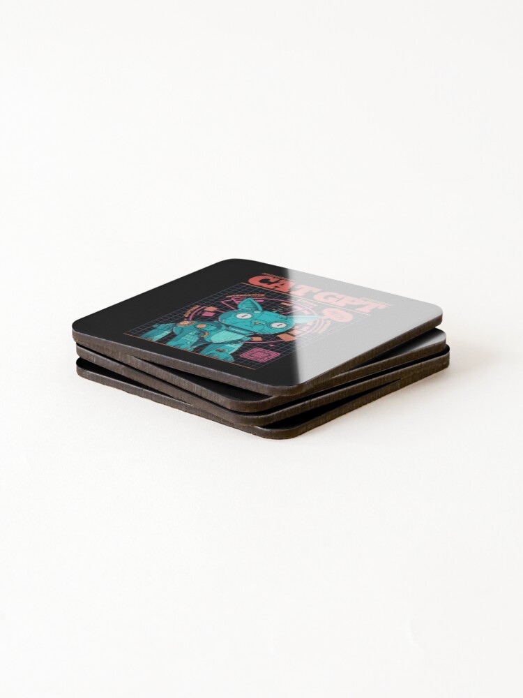 Thumbnail 4 of 5, Coasters (Set of 4), Cat Chat Bot designed and sold by SigneWamhoff.