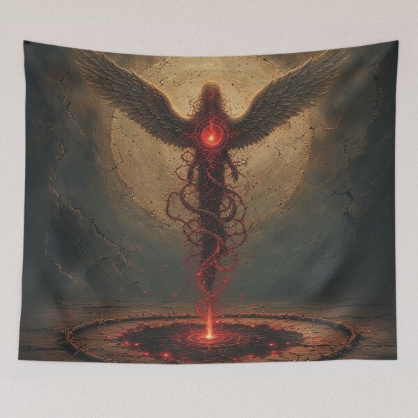 Item preview, Apocalyptic Judgment Angel | Dark Fantasy Art Print | Fiery Occult Sigil designed and sold by Eden Underground Radio (Official Merch).