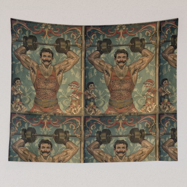 Item preview, Vintage Circus Strongman – Retro Muscle Man Poster Art designed and sold by weirdfishes123.