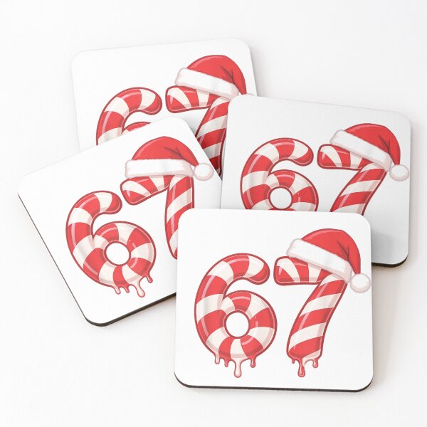 Item preview, Candy Cane Number 67 Christmas Birthday Sweet Festive Typography Art designed and sold by LizzyKeiko.
