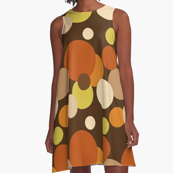 Big 70s polka dots brown A-Line Dress