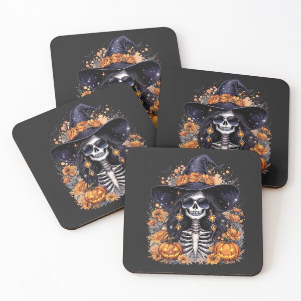 Item preview, Halloween Skeleton Girl with Pumpkins | Gothic Witch Aesthetic Design designed and sold by ColorSplash123.