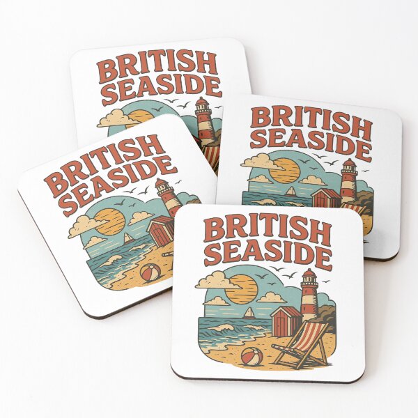 Item preview, Retro British Seaside Illustration with Lighthouse and Beach. designed and sold by The-T-In-Retro.