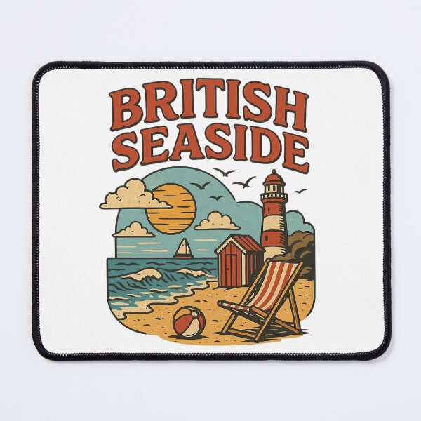 Item preview, Retro British Seaside Illustration with Lighthouse and Beach. designed and sold by The-T-In-Retro.