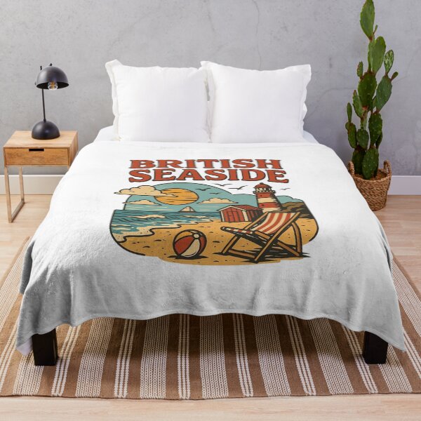Item preview, Retro British Seaside Illustration with Lighthouse and Beach. designed and sold by The-T-In-Retro.