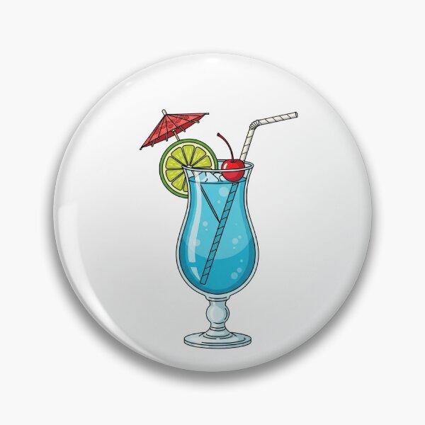 Item preview, Tropical Blue Cocktail with Lime Cherry and Umbrella. designed and sold by The-T-In-Retro.
