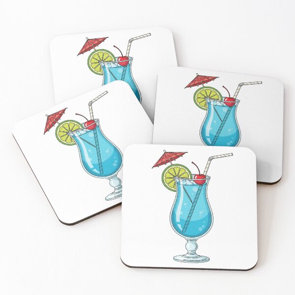 Item preview, Tropical Blue Cocktail with Lime Cherry and Umbrella. designed and sold by The-T-In-Retro.