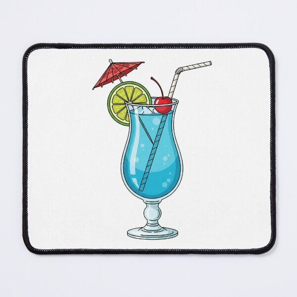 Item preview, Tropical Blue Cocktail with Lime Cherry and Umbrella. designed and sold by The-T-In-Retro.