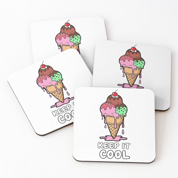 Item preview, Dripping Ice Cream Cone Cartoon with Keep It Cool Text. designed and sold by The-T-In-Retro.