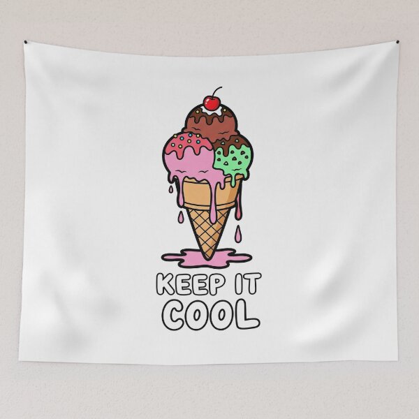 Item preview, Dripping Ice Cream Cone Cartoon with Keep It Cool Text. designed and sold by The-T-In-Retro.
