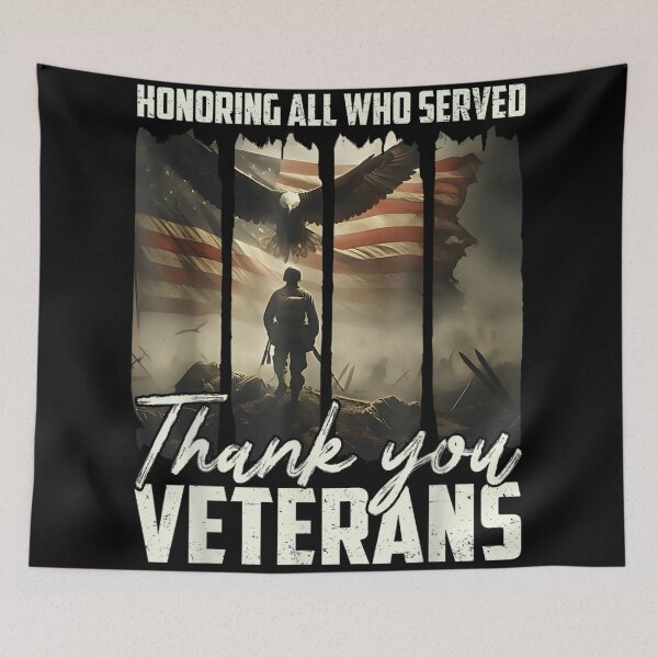 Item preview, Honoring All Who Served Thank You Veterans Day Eagle Flag Art designed and sold by LizzyKeiko.