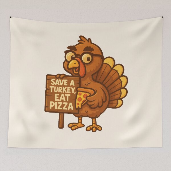 Item preview, Thanksgiving Turkey Twist – Save a Turkey, Eat Pizza designed and sold by Ombrya.