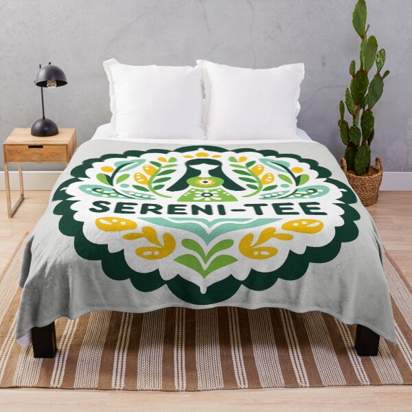 Item preview, Scandinavian Folk Art Sereni-tee – Peaceful Woman, Green and Yellow Floral Motifs by heidiannemorris designed and sold by FOLK ART FUSION by heidiannemorris.
