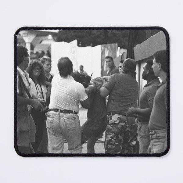Item preview, Unruly Concert Fan Being Removed By Security Guards - BW Photograph designed and sold by ConcertImages.