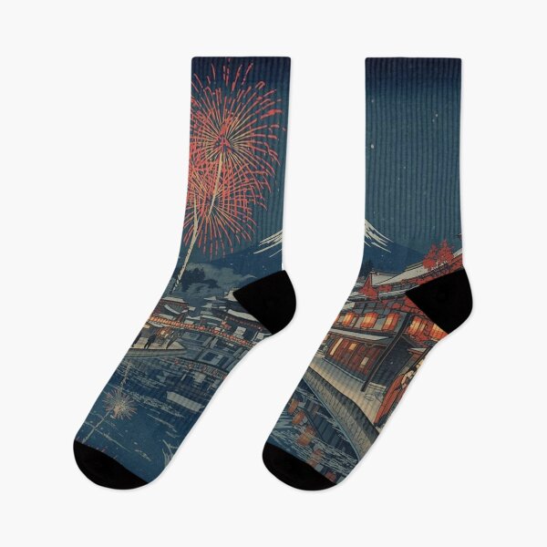 Item preview, Fireworks Over the Temple – Japanese Ukiyo-e New Year’s Celebration designed and sold by Vandy Fullam.