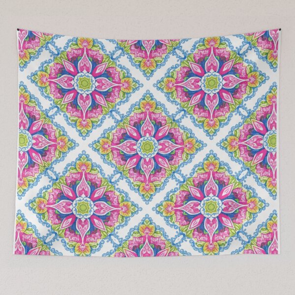 Item preview, Bright Tile Pattern Floral Mandala Print designed and sold by 0606PM.