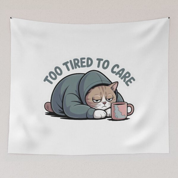 Item preview, Low-Energy Cat Moment with Cozy Hoodie and Coffee Companion designed and sold by SplashTastic.