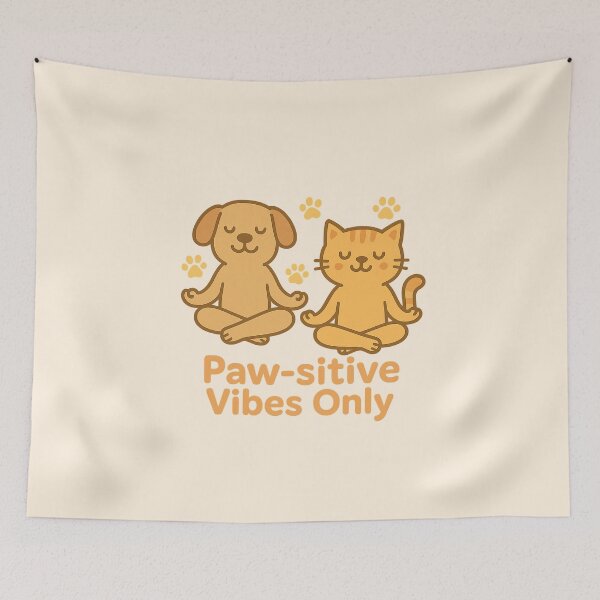 Item preview, Paw-sitive Vibes Only | Meditating Dog and Cat Design designed and sold by Bratak.