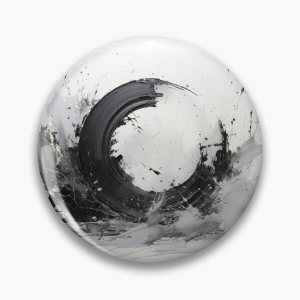Item preview, Enso of Chaos and Calm: An Explosive Black Ink Circle Bursting Across a Serene White Void. designed and sold by Epsydon Designers.