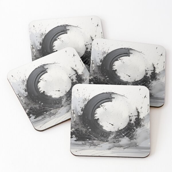 Item preview, Enso of Chaos and Calm: An Explosive Black Ink Circle Bursting Across a Serene White Void. designed and sold by Epsydon Designers.
