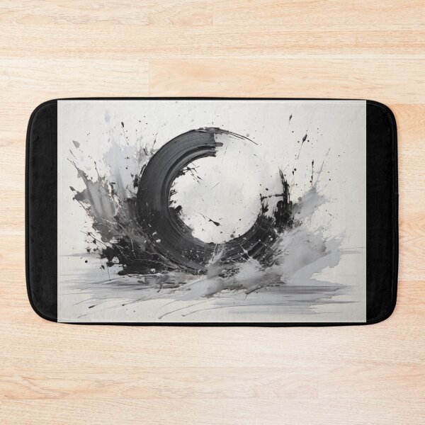 Item preview, Enso of Chaos and Calm: An Explosive Black Ink Circle Bursting Across a Serene White Void. designed and sold by Epsydon Designers.