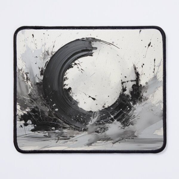 Item preview, Enso of Chaos and Calm: An Explosive Black Ink Circle Bursting Across a Serene White Void. designed and sold by Epsydon Designers.
