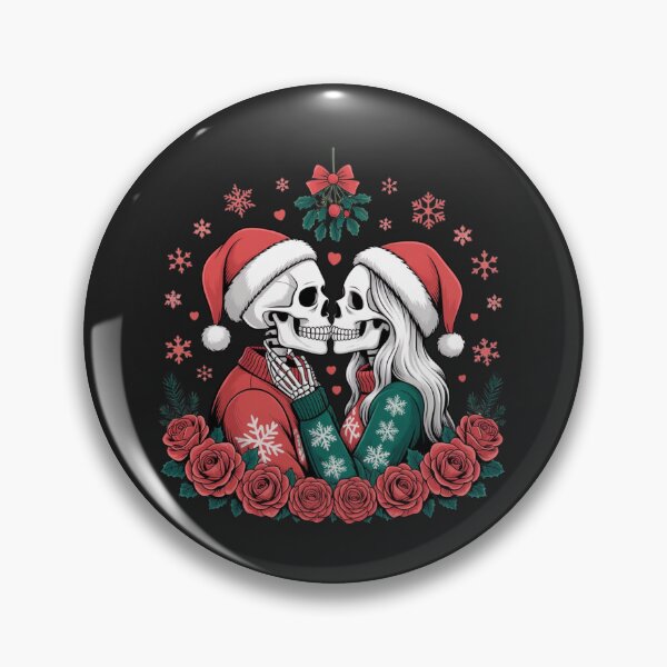Item preview, Skeleton Couple Christmas Kiss | Romantic Gothic Holiday Design designed and sold by ColorSplash123.