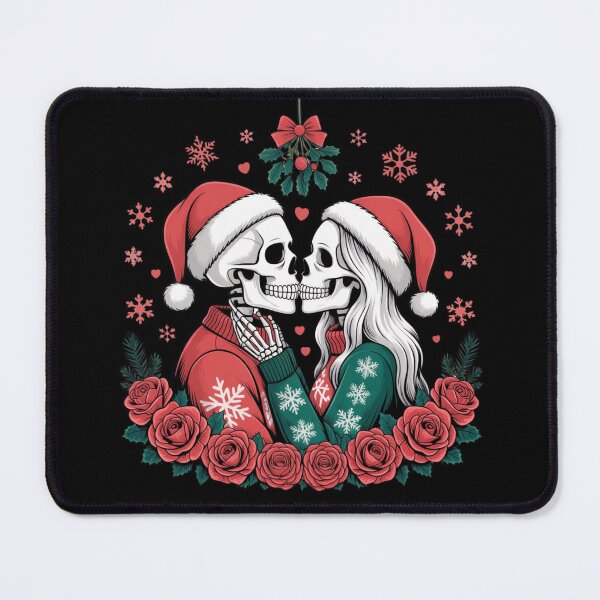 Item preview, Skeleton Couple Christmas Kiss | Romantic Gothic Holiday Design designed and sold by ColorSplash123.