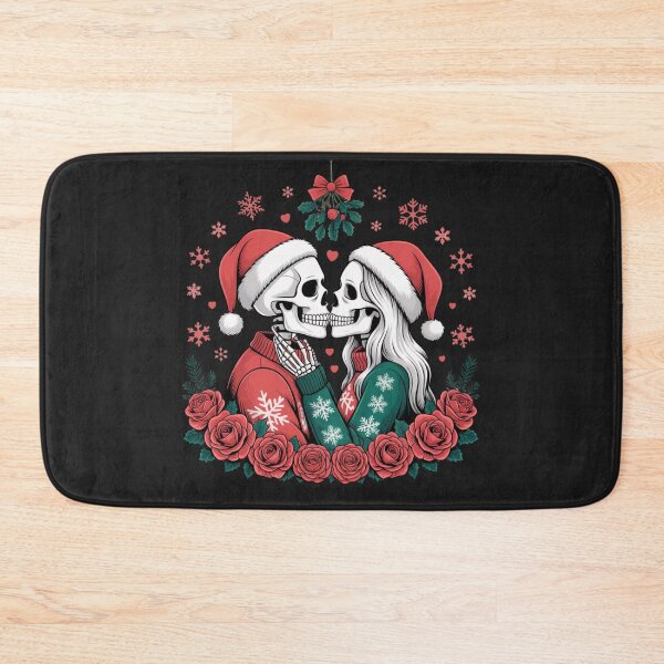 Item preview, Skeleton Couple Christmas Kiss | Romantic Gothic Holiday Design designed and sold by ColorSplash123.