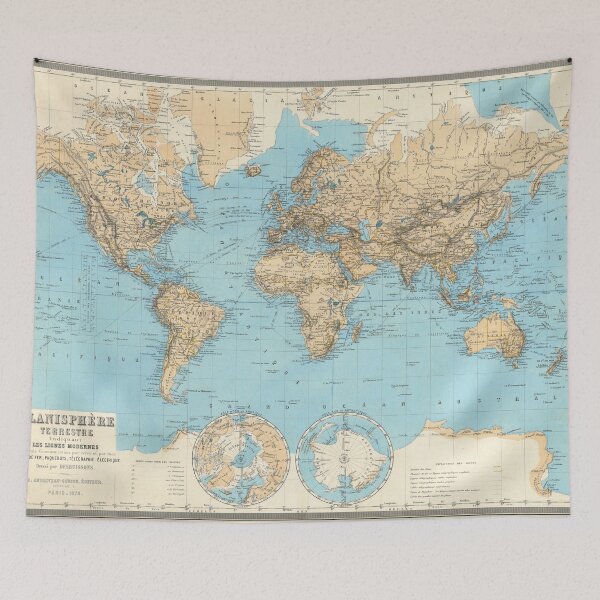 Item preview, Blue Vintage World Map Poster Antique designed and sold by easteuromaps.