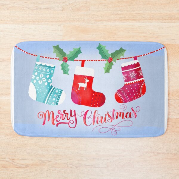 Item preview, Merry Little Christmas. Hand lettering with cute Christmas stockings. designed and sold by Sandra Brezina.